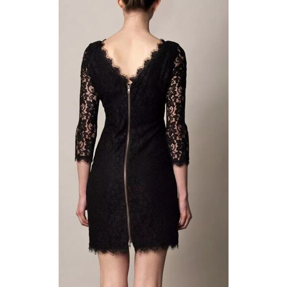 Diane von Furstenberg Black Zarita Stretch Lace Shift Dress 4 - Picture 2 of 16